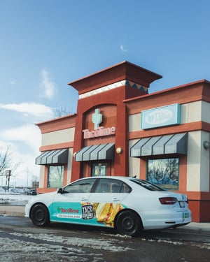 Taco Time branded food delivery vehicles