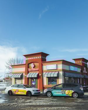 Taco Time branded food delivery vehicles