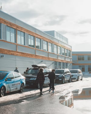 Safeway branded vehicles parked in a row
