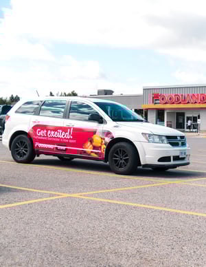 Foodland branded vehicle wrap ads