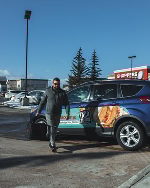 Taco Time branded food delivery vehicles